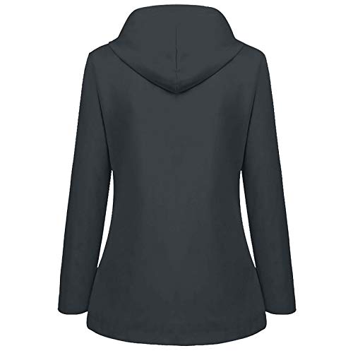 Ghemdilmn Chubasquero con capucha para mujer, impermeable, cortavientos, resistente a la intemperie, Gris oscuro., XXL