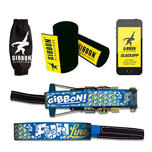 Gibbon Slacklines Fun Line con Treewear Slackline-Set, Sin género, Blue, L