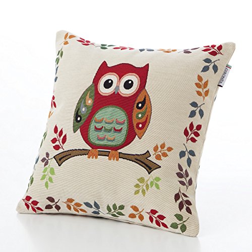 GIRONES The Owl Five Funda de Cojín Decorativo, Algodón, 45 x 45 cm