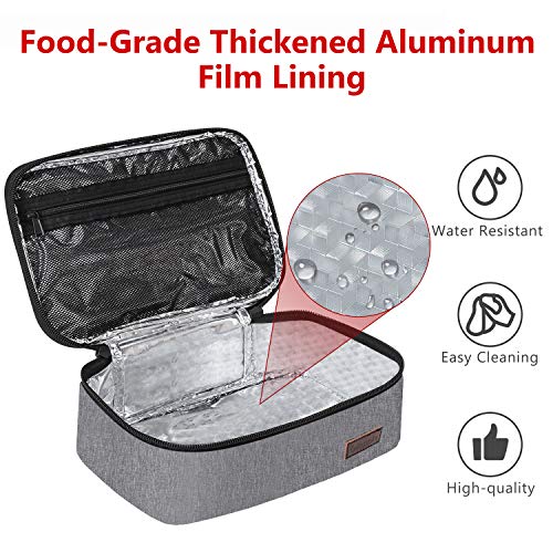 Gloppie Pequeña Bolsa de Almuerzo Mini Fiambrera Aislada para Hombres y Mujeres Bolsa Isotermica Fácil de Limpiar con Forro Impermeable Reutilizables Bolsas Aperitivos Loncheras Gris