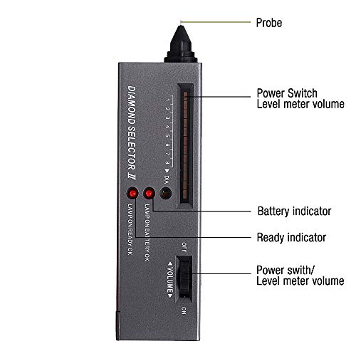 Gobesty Bolígrafo de Prueba de Diamantes, Herramienta de Prueba de Piedras Preciosas portátil Selector de Diamantes II Kit de Prueba de Diamantes Joyas Probador de Diamantes para Principiantes