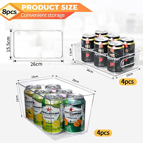 GoMaihe Organizador Nevera 8 Piezas - Caja de Organizador Frigorifico Transparente de Plastico Alta Tenacidad BPA-Free - Dos Modelos Diferentes Organizador Frigorifico Apilable con tapa y Cajon