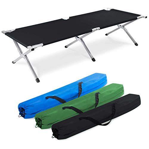 GOODS+GADGETS Cama Plegable de Aluminio para el ejército - Cama de Camping Plegable y Cama para Invitados (Negro)