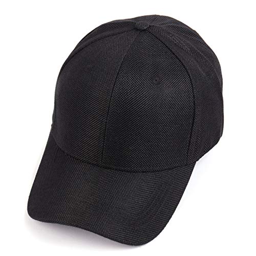 Gorra de béisbol de lino sintético XXL de gran tamaño, transpirable, tejido grande, gorra estructurada para cabezas grandes de 23.5 a 25 pulgadas, Negro, XX-Large