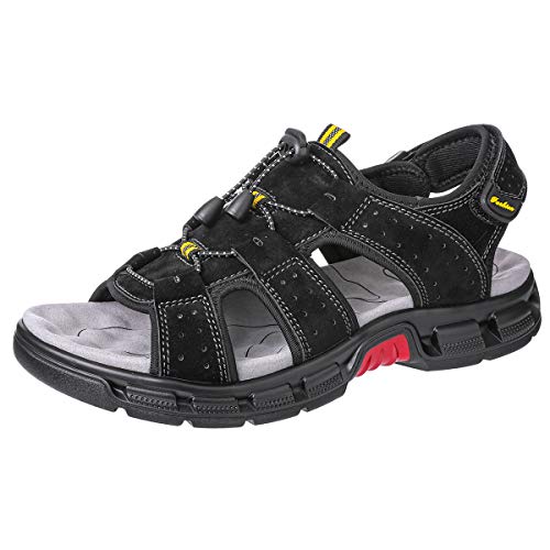 gracosy Sandalias Cuero Deportivas para Hombre Verano Exterior con Punta Abierta Sandalias de Playa Zapatillas de Montaña Senderismo, Negro, 42 EU