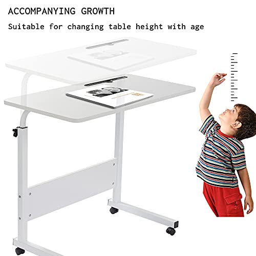 Grandma Shark Escritorio para Computadora Portátil, Mesa de Ordenador Extraíble y Altura Ajustable, Mesa Auxiliar portátil para sofá Cama (80 × 40 cm, Blanco)