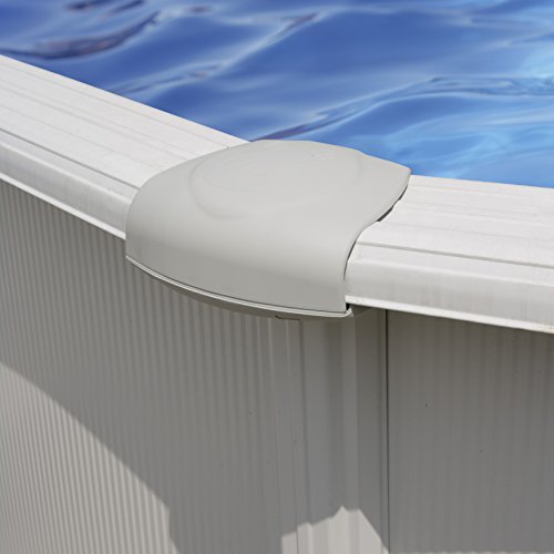 Gre KIT350ECO Fidji - Piscina Elevada Redonda, Aspecto Acero Blanco, 350 x 120 cm