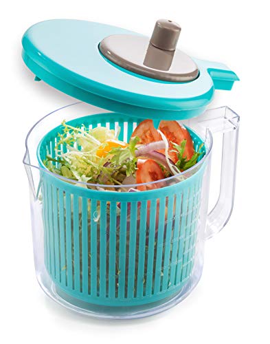 GRINDAL Centrifugadora Ensalada De Berela, Centrifugadora de Lechugas Color Azul, Escurridor de Ensalada Libre de BPA, Centrifugador de Verduras de 2,5 L