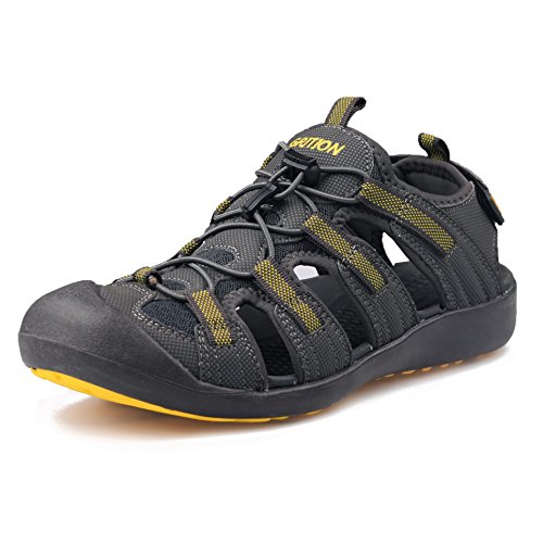 GRITION Sandalias Hombre Verano Punta Cerrada Sandalias de Deporte de Gran Tamaño Sandalias de Protección Rápida Dry Toecap Verano (45EU G)