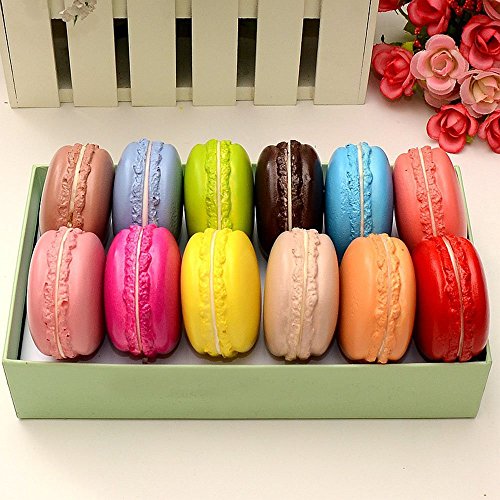 GRT French Macaroon High Simulation Artificial Fake Macaron Studio Prop Tienda de Bricolaje y decoración de panadería, para Bodas y Fiestas, Set de 12 Piezas