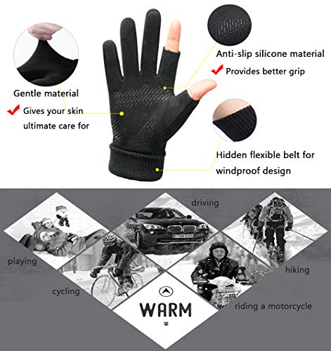 Guantes de bicicleta HITNEXT, guantes de pantalla táctil de motocicleta de bicicleta de montaña, guantes de ciclismo de esquí de invierno sin dedos para hombres y mujeres