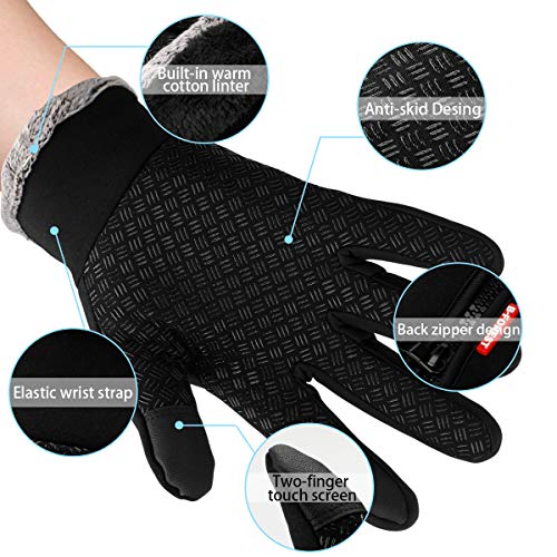 Guantes de Invierno Cálido Impermeable Pantalla Táctil a Prueba de Viento Antideslizante,para Bicicleta,Moto y Correr al Aire Libre Guantes Calientes,Unisex