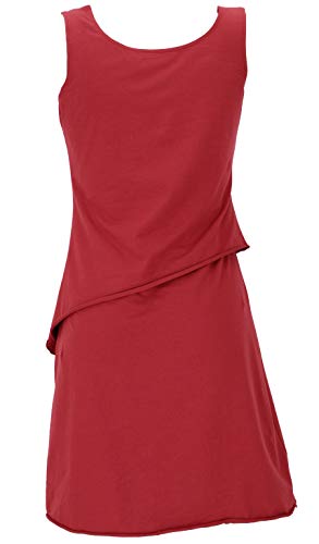 GURU SHOP Mini vestido de algodón orgánico de capas sin mangas con estampado de plumas para mujer Paprika S