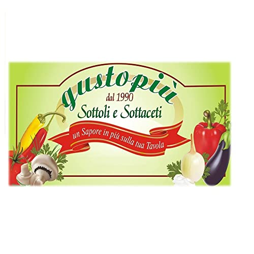 Gustopiù - filetes de berenjena en aceite - sazonado siciliano - paquete de 4 paquetes de 300 g cada uno - sin conservantes ni colorantes, Made in Italy