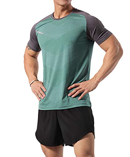 GYMAPE - Camiseta deportiva de manga corta para hombre, transpirable y cómoda, para correr, entrenar o ir al gimnasio, de secado rápido