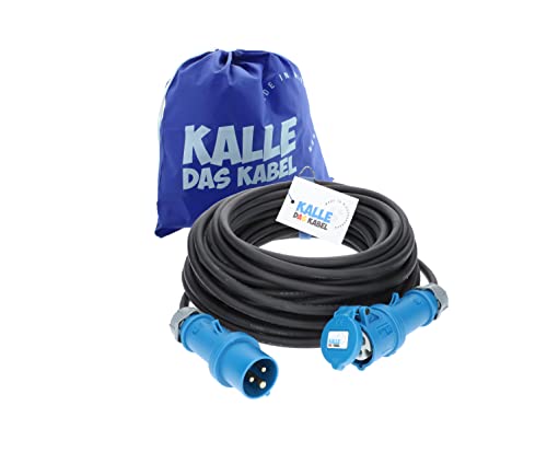 H07RN-F 3G - Alargador de cable CEE (goma, 2,5 mm², 25 m, 16 A, 230 V, IP44, conector macho, cable de corriente para campings y caravanas, para interiores y exteriores), color azul