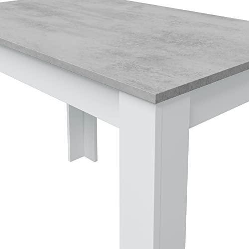 Habitdesign Mesa de Comedor Extensible, Mesa salón o Cocina, Acabado en Color Blanco Artik y Gris Cemento, Modelo Kendra, Medidas: 140-190 cm (Largo) x 90 cm (Ancho) x 78 cm (Alto)