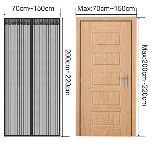 HALOVIE Mosquitera Puerta Magnetica Mosquito 140 * 240cm Cortina Mosquitera Magnética Protección de Insectos Mosca Anti-mosquito Cortina Magnética para Sala de Estar Balcón Patio Habitación, Negro