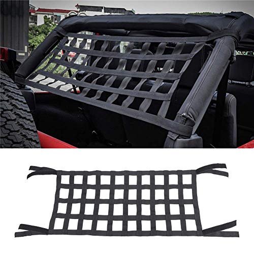 Hamacas Cama Red de Carga, Resistente Techo Almacenamiento Rollo Jaula Barra Restricción Cargo Techo Superior Suave Cubierta Resto Cama Hamaca para Jeep Wrangler JK 07-18 - Negro