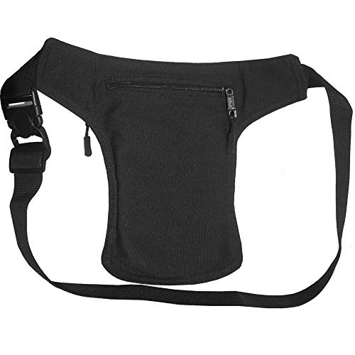 HAND-PRO Riñonera Lateral Hombre Bolso Cintura y Pierna Hippie Riñonera Lateral Mujer Bolso de Lona Negra Grande bolsito Cintura Tacto Tela Rasta Hippi para Moto