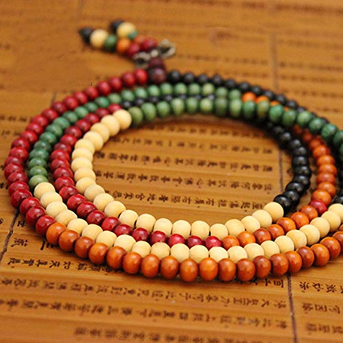 Hantier 2 Pack 8mm Multicolor Tibetano 108 Cuentas Buda Budista Collar Pulsera, Pulsera budista de Los Granos Del Rezo Del Sándalo, Meditación Collar de Piedra