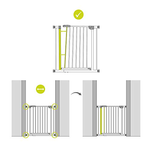 Hauck Barrera de Seguridad de Niños para Puertas y Escaleras Wood Lock 2 Safety incl. Extension 21 cm, Sin Agujeros, Metal y Madera, 597408, 96-101 cm