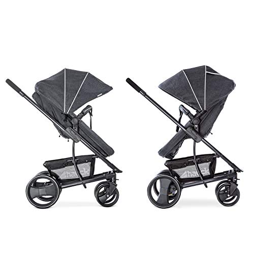 Hauck Pacific 4 Shop N Drive - Carro de Bebe de 6 Piezas, hasta 25 kg, Grupo 0+, Capazo Transformable, Silla Reversible, Colchón, Cubrecapazo, Cubrepies, Saquito, Ligero, Carbón Melange