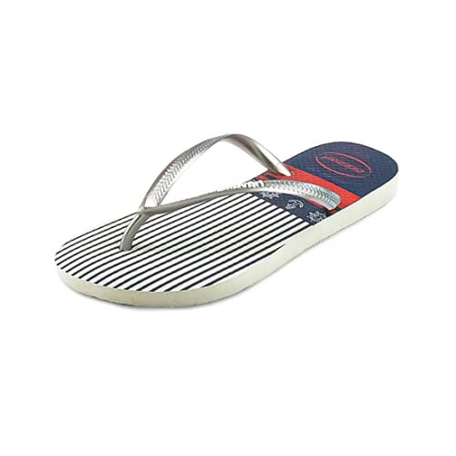 Havaianas Slim Nautical, Chanclas Mujer, White/Silver 0535, 37/38 EU