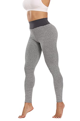 heekpek Leggings Push Up Mujer Mallas Pantalones De Yoga De Cintura Alta para Mujer Pantalones Deportivos para Control De Abdomen Yoga Fitness Running(Negro+Gris,S)