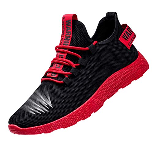 HEETEY Flying Weaving le - Zapatillas de deporte para hombre, para el tiempo libre, para la playa, para el agua, natación, surf, rojo, 42 EU