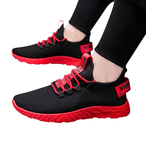 HEETEY Flying Weaving le - Zapatillas de deporte para hombre, para el tiempo libre, para la playa, para el agua, natación, surf, rojo, 42 EU