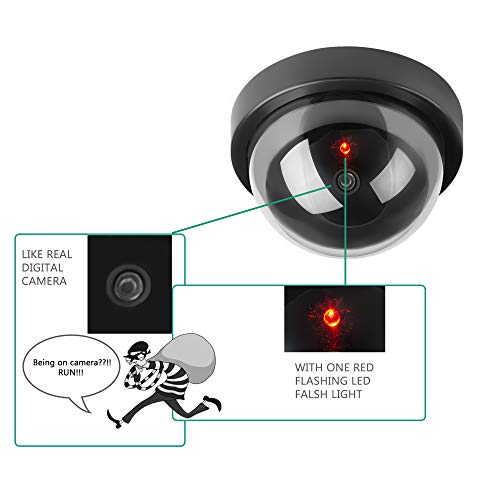 Hengu 4 Pieza Cámara Falsa Dummy Cámara de Seguridad Falsa LED Parpadeante Sistema de Vigilancia Cámara Simulada CCTV