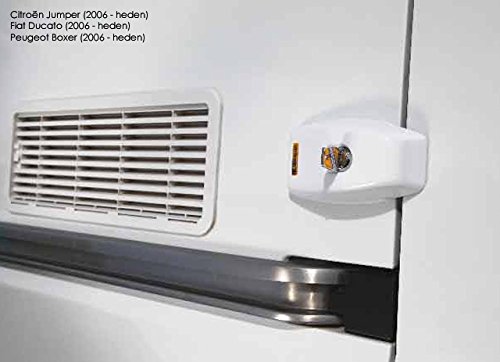 HeoSolution 1760 W Sistema de Seguridad para Puerta corredera Trasera de Caravana, Color Blanco