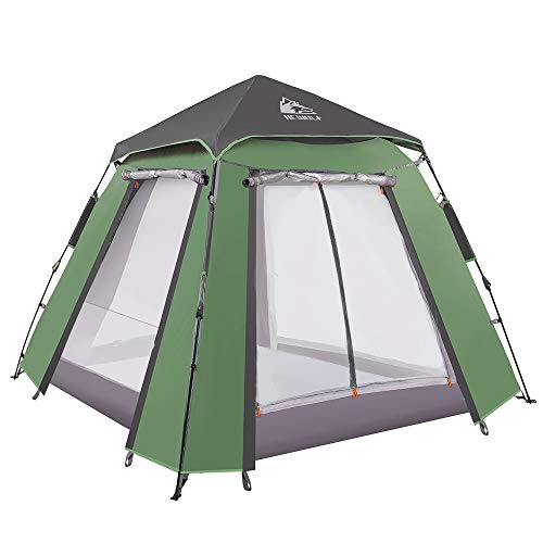 Hewolf Tienda Domo Tienda emergentes de 3-4 Postes Tienda de Campamento automática Impermeable con Porche, 2 Puertas 2 Solapas Tienda de Doble Capa para jardín Pesca Playa