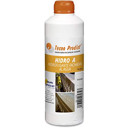 HIDRO A de Tecno Prodist - 1 Litro - Impermeabilizante Transparente al agua, Hidrofugante Incoloro para fachada, tejado, pared, muro, teja, ladrillo y piedra. (A Rodillo, brocha o pulverizador)