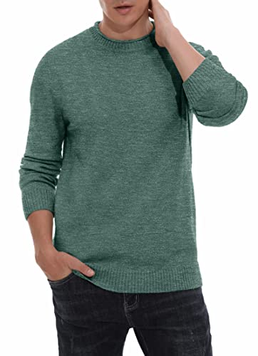 Hisir Jersey Hombre Invierno Cuello Redondo Sueter Hombre Manga Larga Invierno Cálido Jerseys de Punto para Hombres (VC Verde, L)