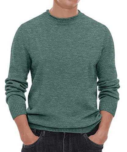 Hisir Jersey Hombre Invierno Cuello Redondo Sueter Hombre Manga Larga Invierno Cálido Jerseys de Punto para Hombres (VC Verde, L)