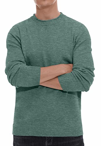 Hisir Jersey Hombre Invierno Cuello Redondo Sueter Hombre Manga Larga Invierno Cálido Jerseys de Punto para Hombres (VC Verde, L)