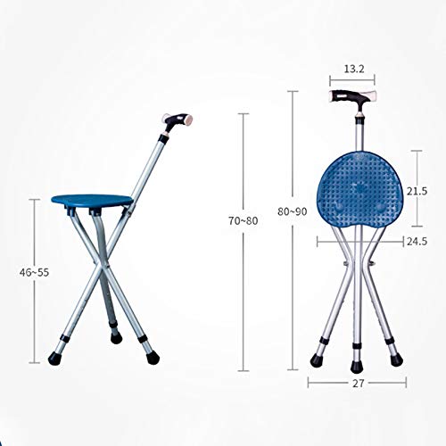 HJK Bastón para trípode con Asiento, Silla de muleta de trípode con Ayuda, 400 LB Capacidad, 3 Patas Bastón de Altura, Ajustable Bastón para Ancianos,Marrón