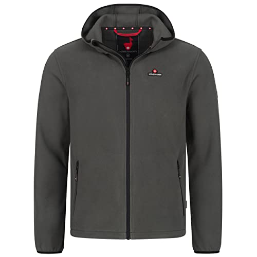 Höhenhorn Badus Chaqueta de forro polar con cremallera para hombre, para senderismo Gris con capucha. XL