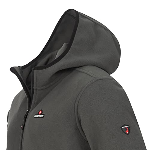 Höhenhorn Badus Chaqueta de forro polar con cremallera para hombre, para senderismo Gris con capucha. XL