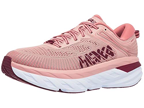 HOKA ONE ONE Women's Bondi 7 Running Shoes Misty Rose/Cordovan 10 M US