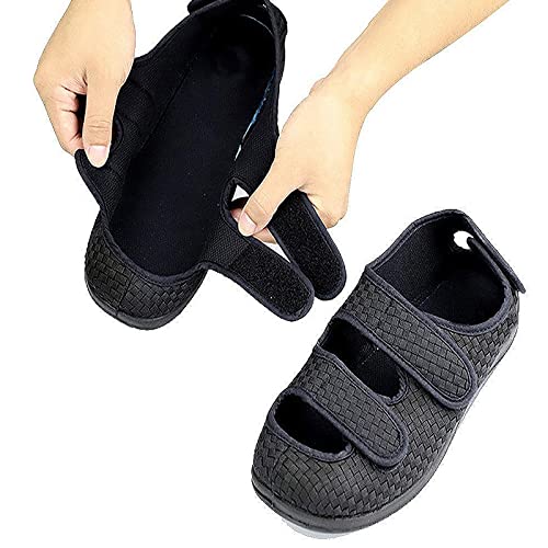 Hombre Sandalias Diabéticas Mujer Zapatillas Zapatos Diabeticos Antibacteriano Sanitized Ajustable Edema Zapatos hinchados Extra Ancha Zapatillas Adulto-Unisex,Negro,45 EU