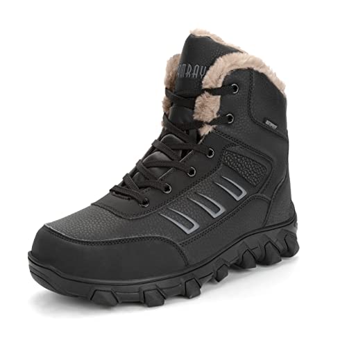 Hombres Botas de Senderismo Impermeable Invierno Zapatos de Trekking Deportivos Cámping Nieve Botines Negro Marrón Negro 47