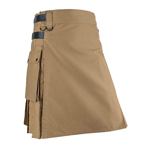 Hombres Retro Faldas de Bolsillo Kilt Escocia Moda Gótica Ropa Escocesa Falda Kendo de Falda Plisada Disfraz Multicolor （S-XXXXXL ） riou