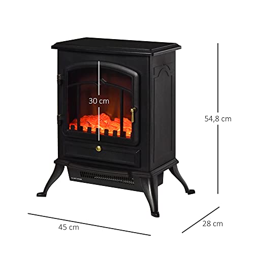 HOMCOM Chimenea Eléctrica Vertical 45x28x54,8cm 1000/2000W Efecto Leña Ardiendo(Tipo 5)