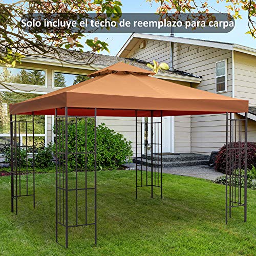 HOMCOM Outsunny Techo de Reemplazo 3X3 Metros para Carpa Pabellon Toldo Eventos y Bodas Terracota