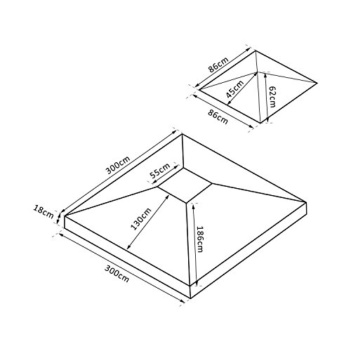 HOMCOM Outsunny Techo de Reemplazo 3X3 Metros para Carpa Pabellon Toldo Eventos y Bodas Terracota