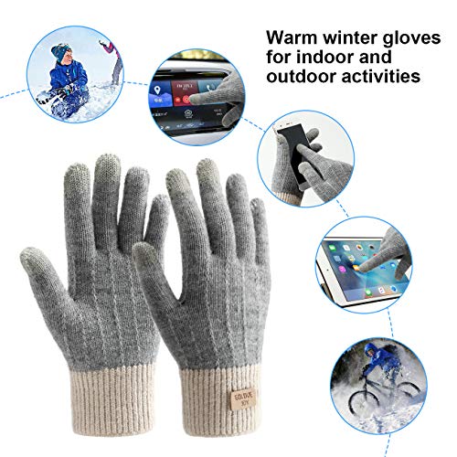 Homealexa Guantes Touch screen para Mujer/Hombre, Guantes abrigadores para el hogar, Guantes Termicos Para el Clima frío al Aire Libre, Conducir Antiviento Regalo Ideal Gris