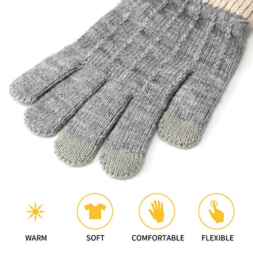 Homealexa Guantes Touch screen para Mujer/Hombre, Guantes abrigadores para el hogar, Guantes Termicos Para el Clima frío al Aire Libre, Conducir Antiviento Regalo Ideal Gris